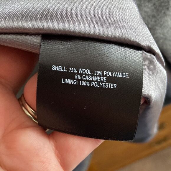 T Tahari Plus Size Kate Fall Winter Wool Cashmere Grey Coat with ruffles - Picture 10 of 12